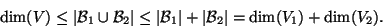 \begin{displaymath}\dim(V)\leq\vert{\cal B}_1\cup {\cal B}_2\vert\leq\vert{\cal B}_1\vert+\vert{\cal B}_2\vert=\dim(V_1)+\dim(V_2).\end{displaymath}