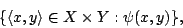 \begin{displaymath}\{\langle x,y\rangle\in X\times Y: \psi(x,y)\},\end{displaymath}